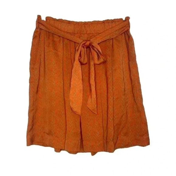 Banana Republic Skirt Orange Beige Satin Elastic Waist Animal Print Abstract - Picture 1 of 6
